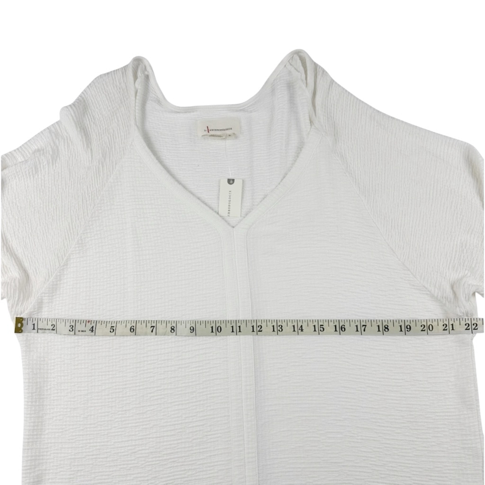 NWT Women's Anthropologie Basic V Neck Long Sleeve Blouse, Size XL, Ivory - Picture 4 of 8